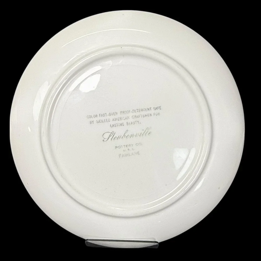 Steubenville‎ Pottery Fairlane Dinner Plates Pink Blue Flower USA Set Of 3